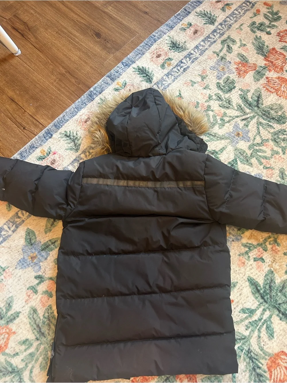 Zara Black Kids Puffer Coat with Faux Fur Hood